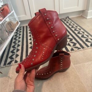 Sam Edelman Red Studded Ankle Boots